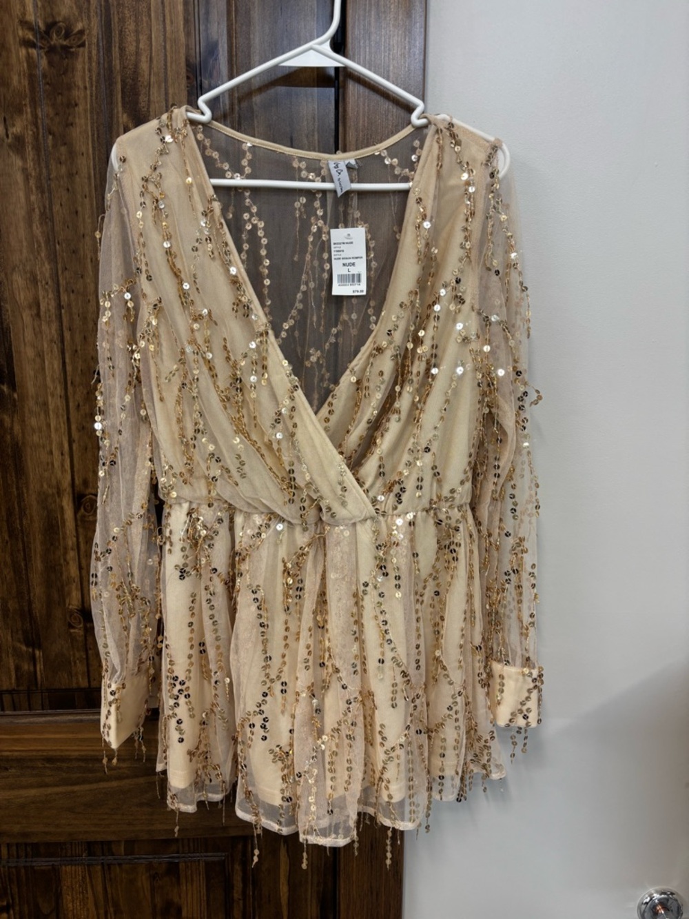 Cozy Casual Nude Sequin Romper